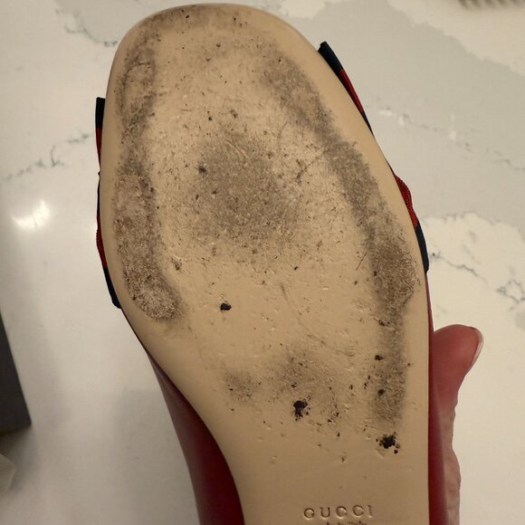 Gucci Flats with Red and Navy Bow - Picture 3 of 15